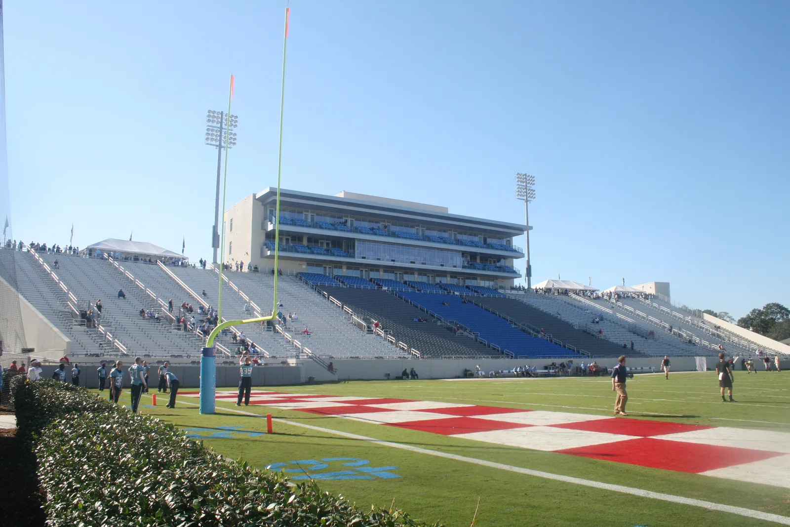 The stands and field at The Citadel's Johnson Hagood Stadium in Charleston, home of the festival's Culinary Village.