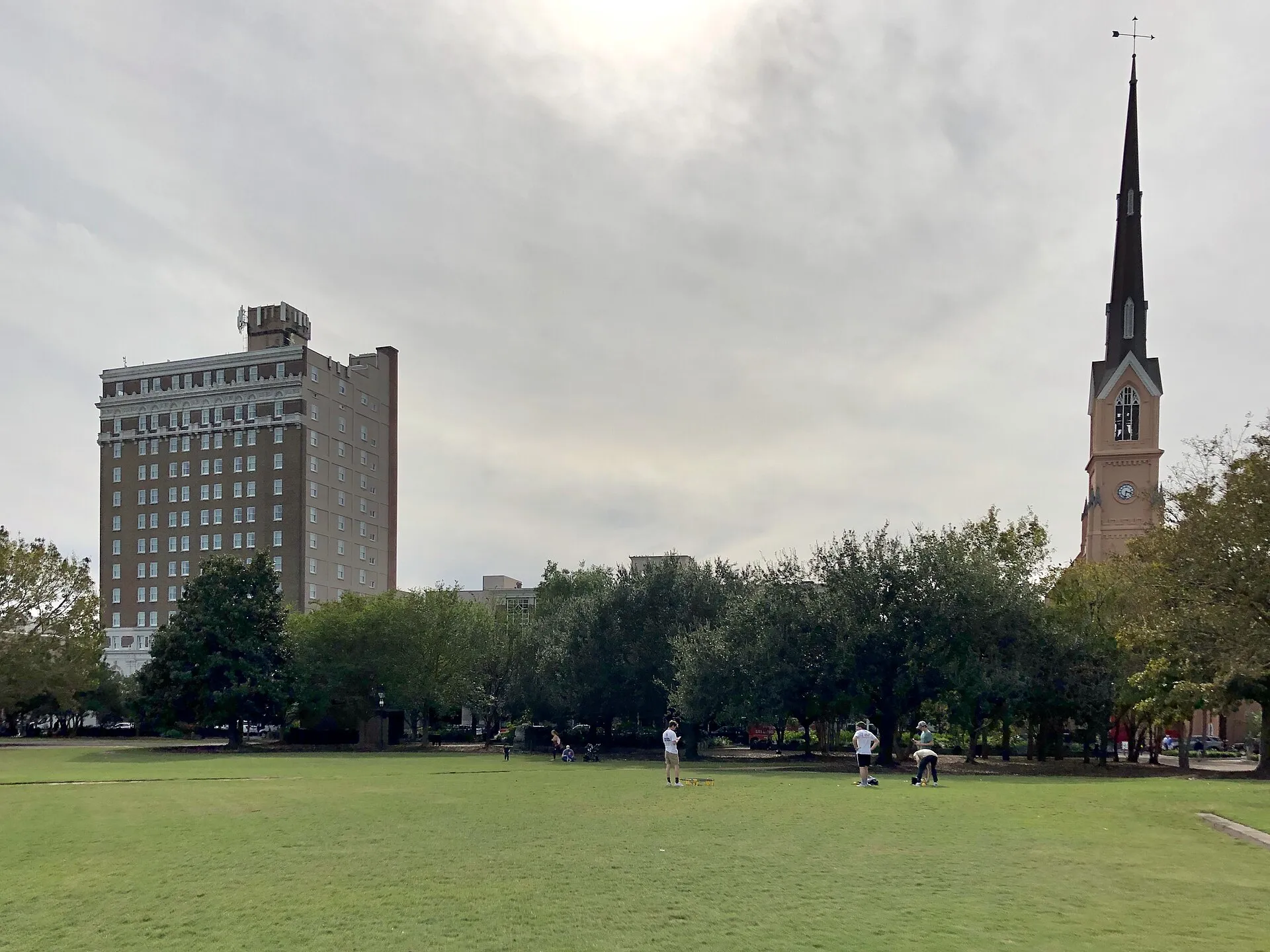 Marion Square on the Charleston peninsula, where the Charleston Farmers Market sets up every Saturday from April through November.