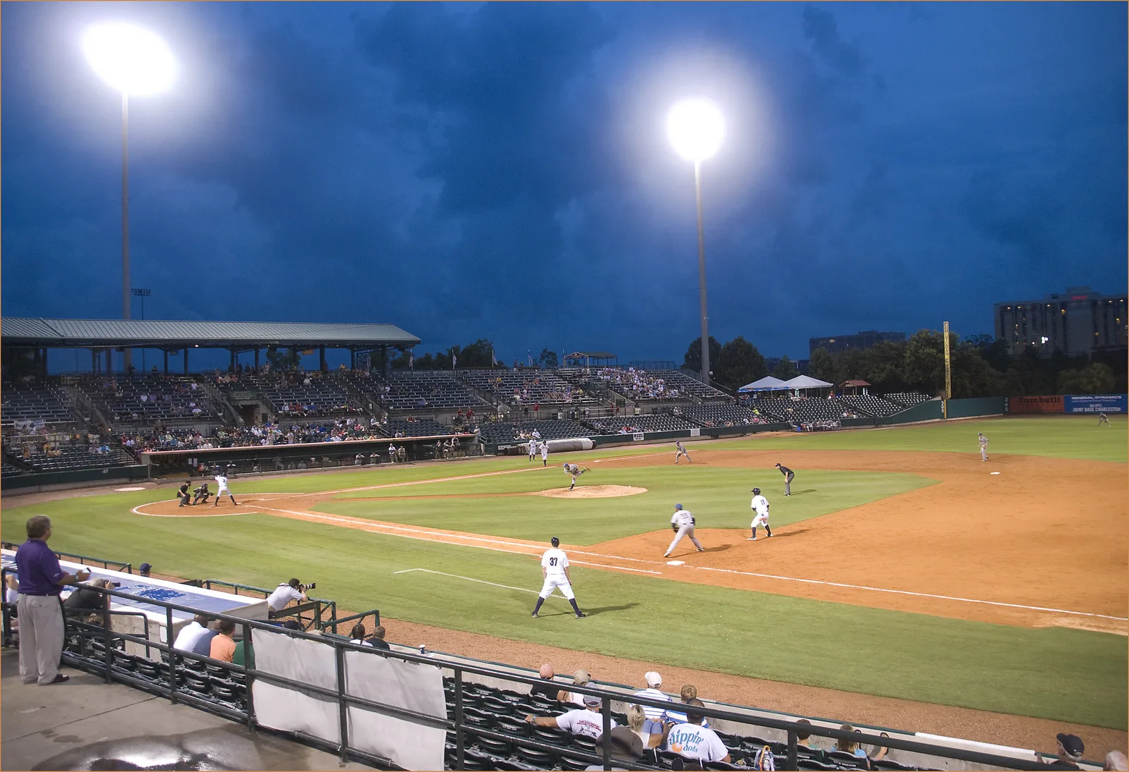 A night game at Joseph P. Riley Jr. Park, home of the Charleston RiverDogs, on Fishburne Street.