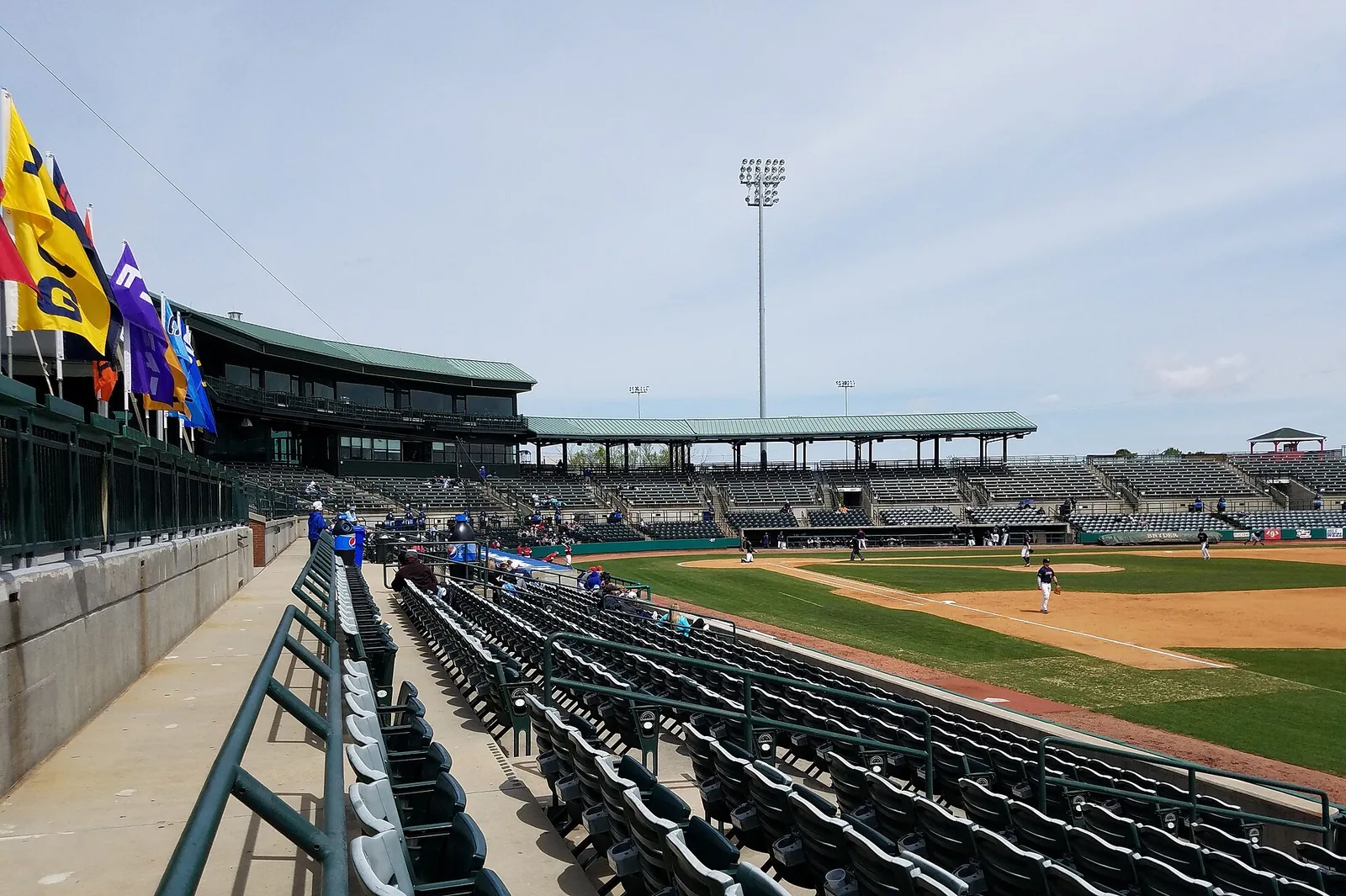 The grandstand and field at Joseph P. Riley Jr. Park, The Joe, on Fishburne Street in Charleston, where the city holds Trick or Treat at The Joe.