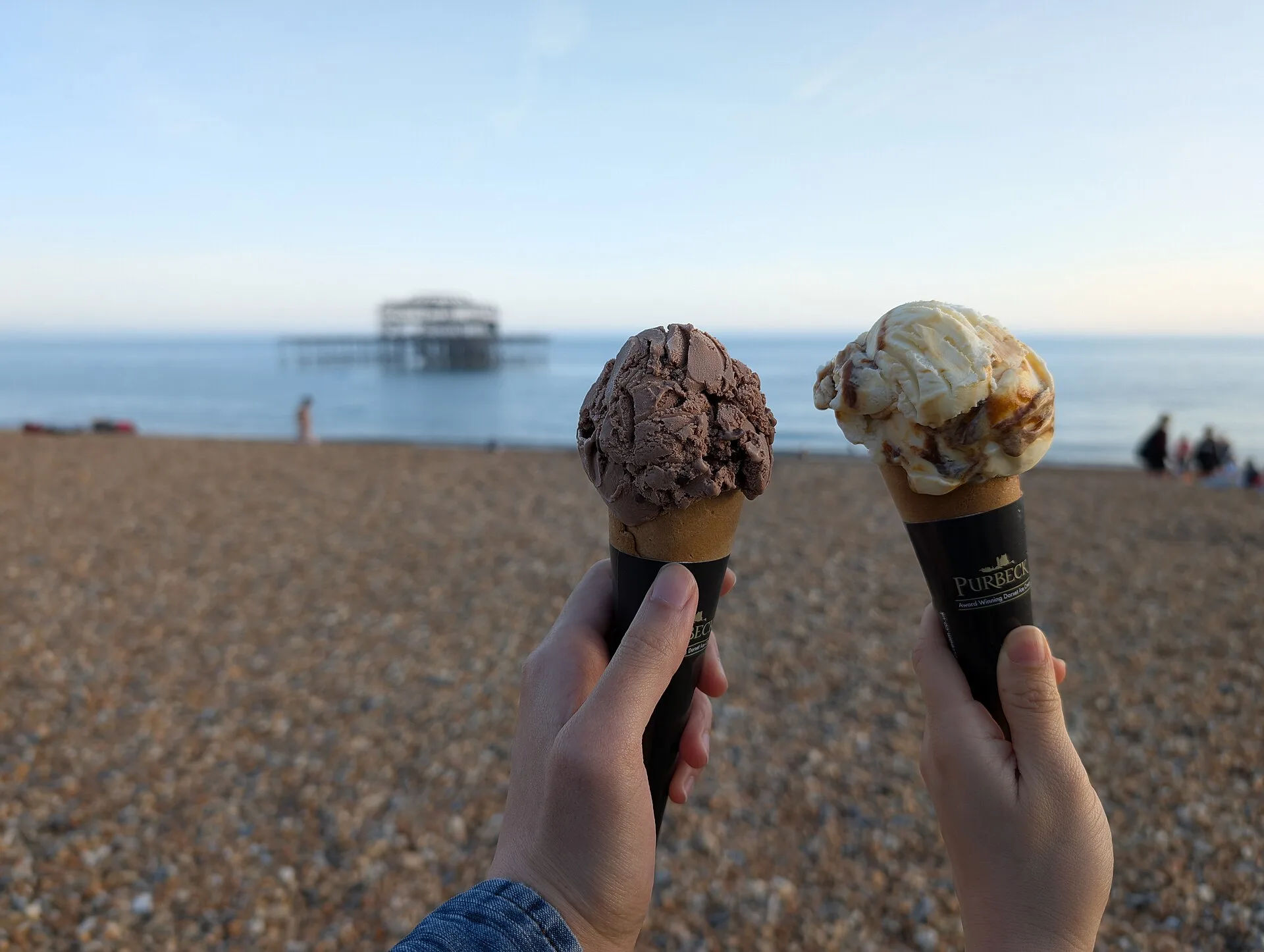 Two ice cream cones, a stock photograph taken in England, not at a Charleston shop.