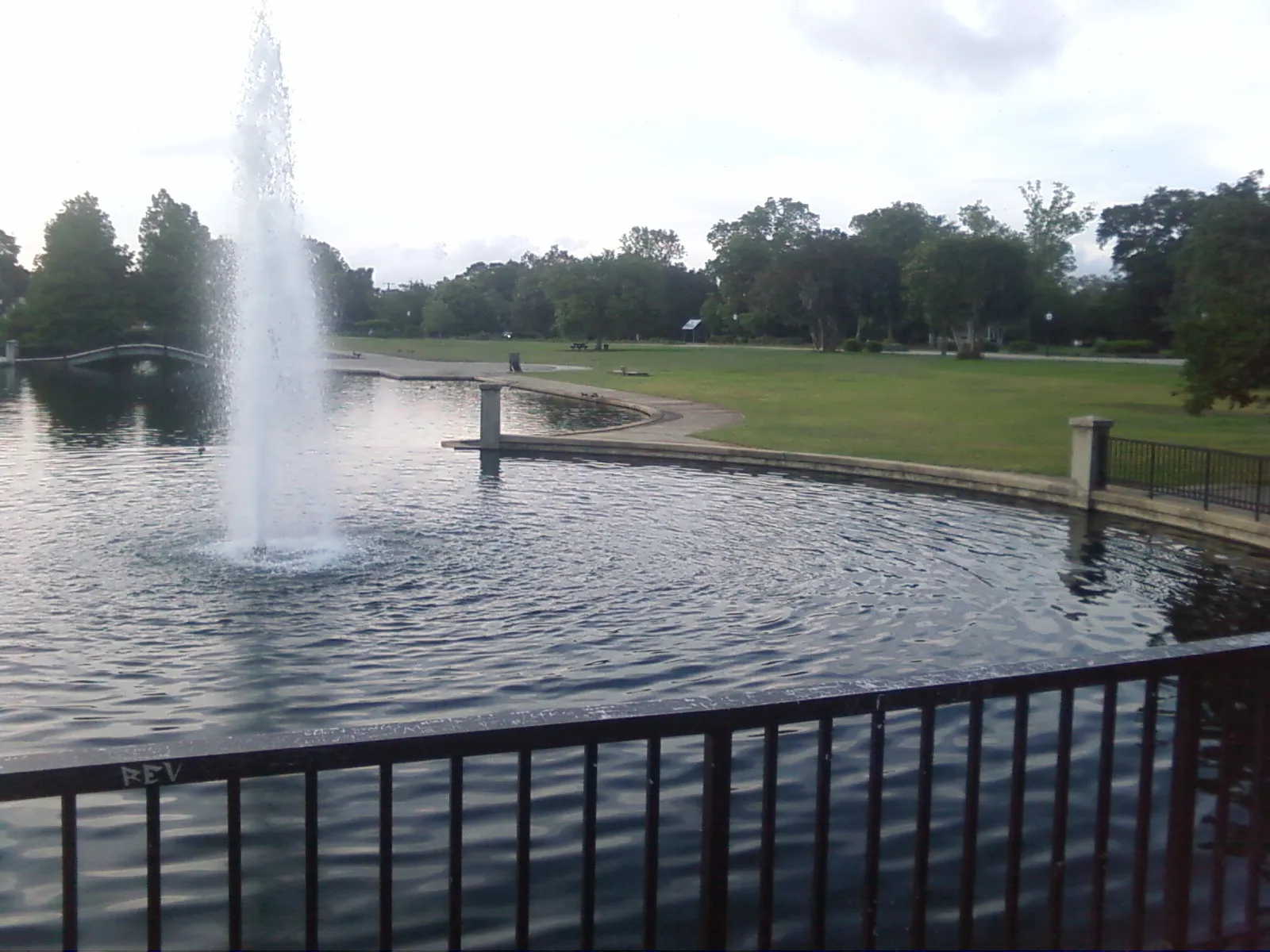 The fountain in the pond at Hampton Park, one of the city's largest parks, next to The Citadel.