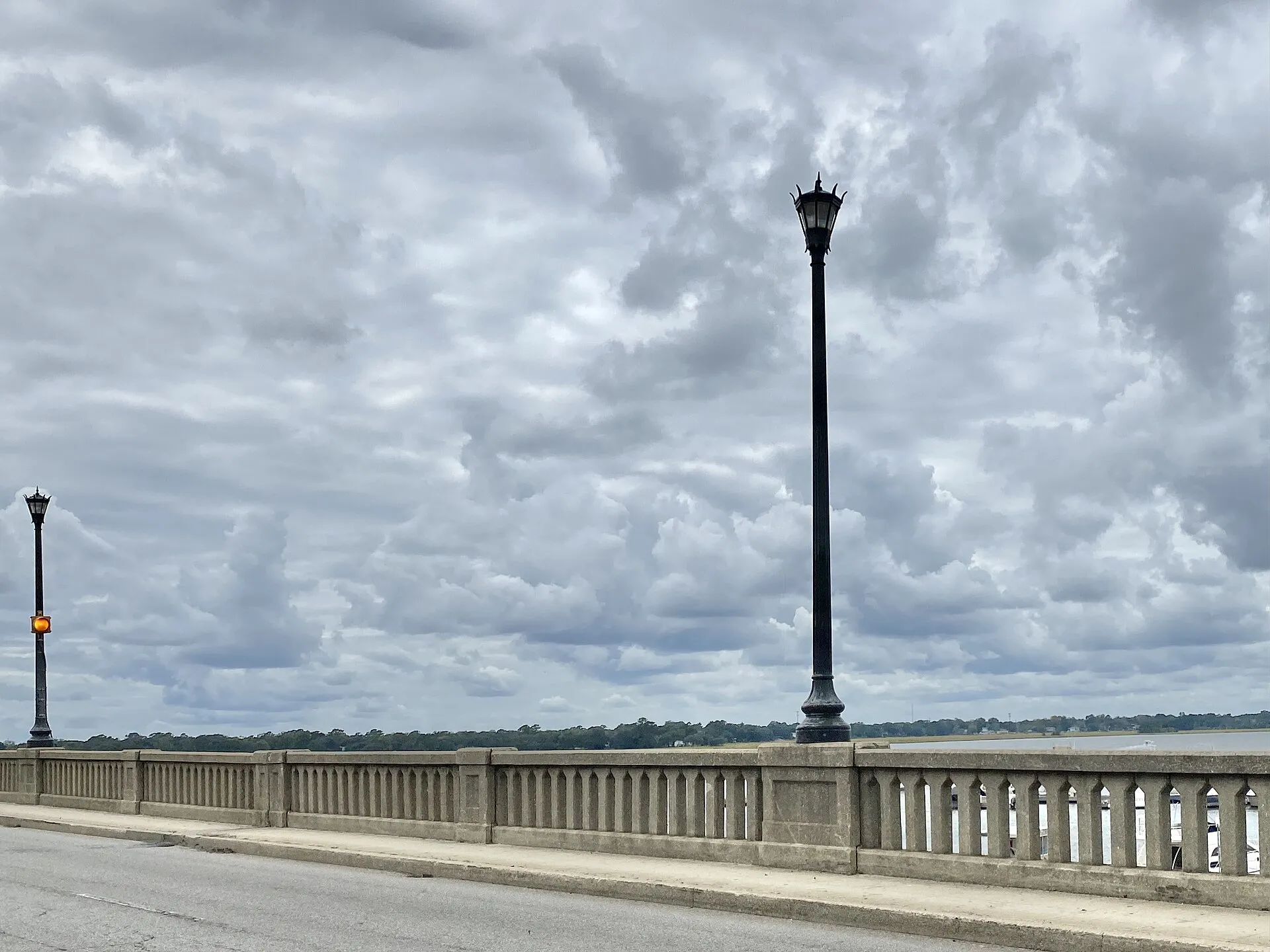 The rail of the T. Allen Legare Bridge, which carries U.S. 17 over the Ashley River between West Ashley and the peninsula.
