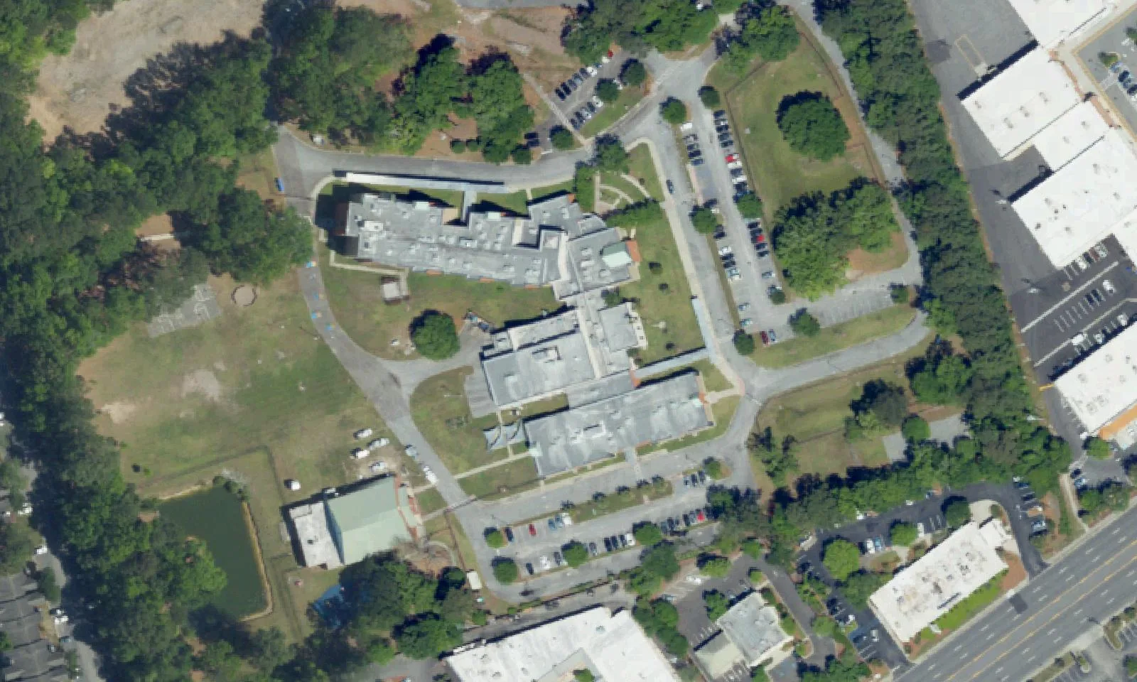 Ashley River Creative Arts Elementary School's campus on Wallace School Road in West Ashley, seen from the air