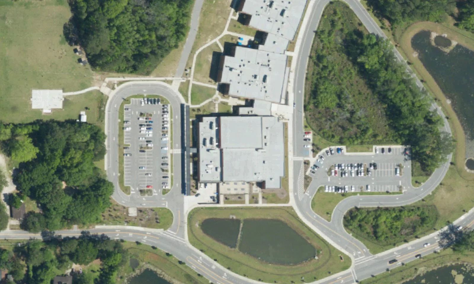 C.E. Williams Middle School's South campus on Sanders Road in West Ashley, seen from the air