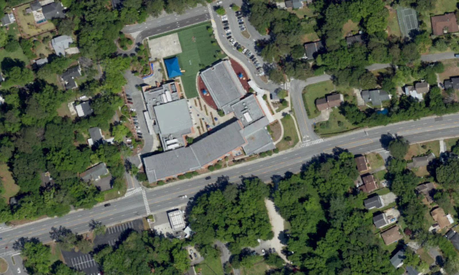 Harbor View Elementary School's campus on Harbor View Road on James Island, seen from the air