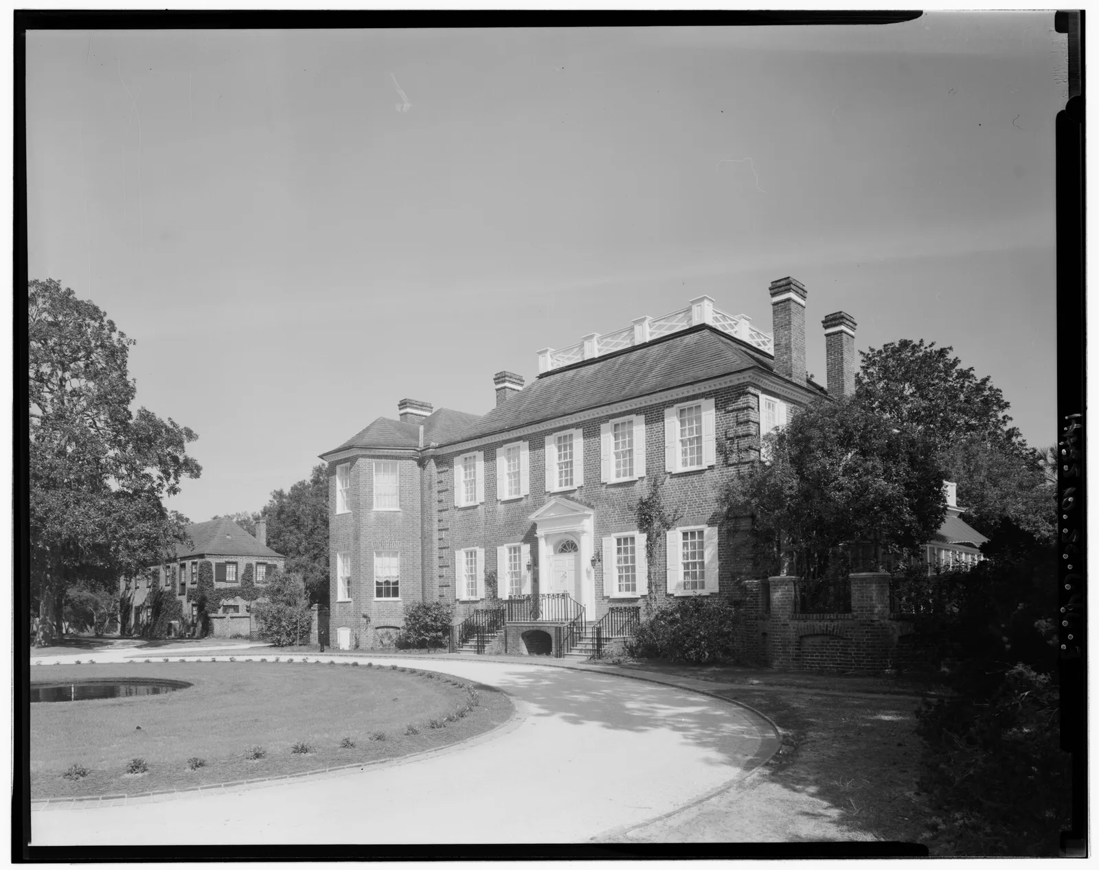 Fenwick Hall, the historic house near River Road and Maybank Highway on Johns Island, a short drive from Johns Island Elementary, in a Historic American Buildings Survey photograph