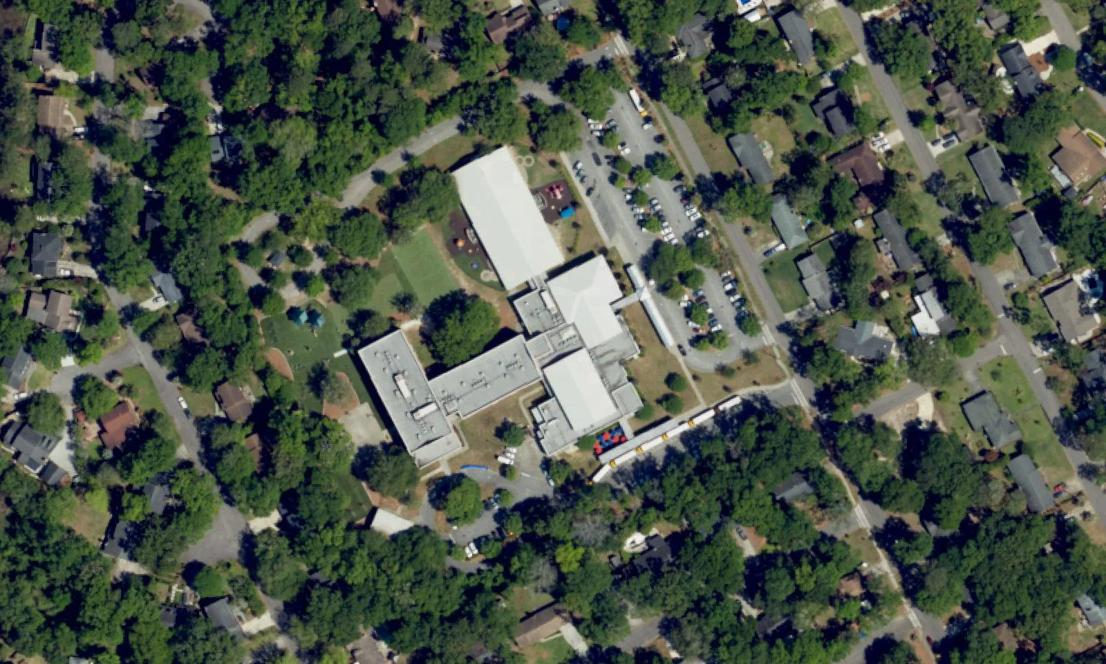 Orange Grove Charter School's campus on Orange Branch Road in West Ashley, seen from the air