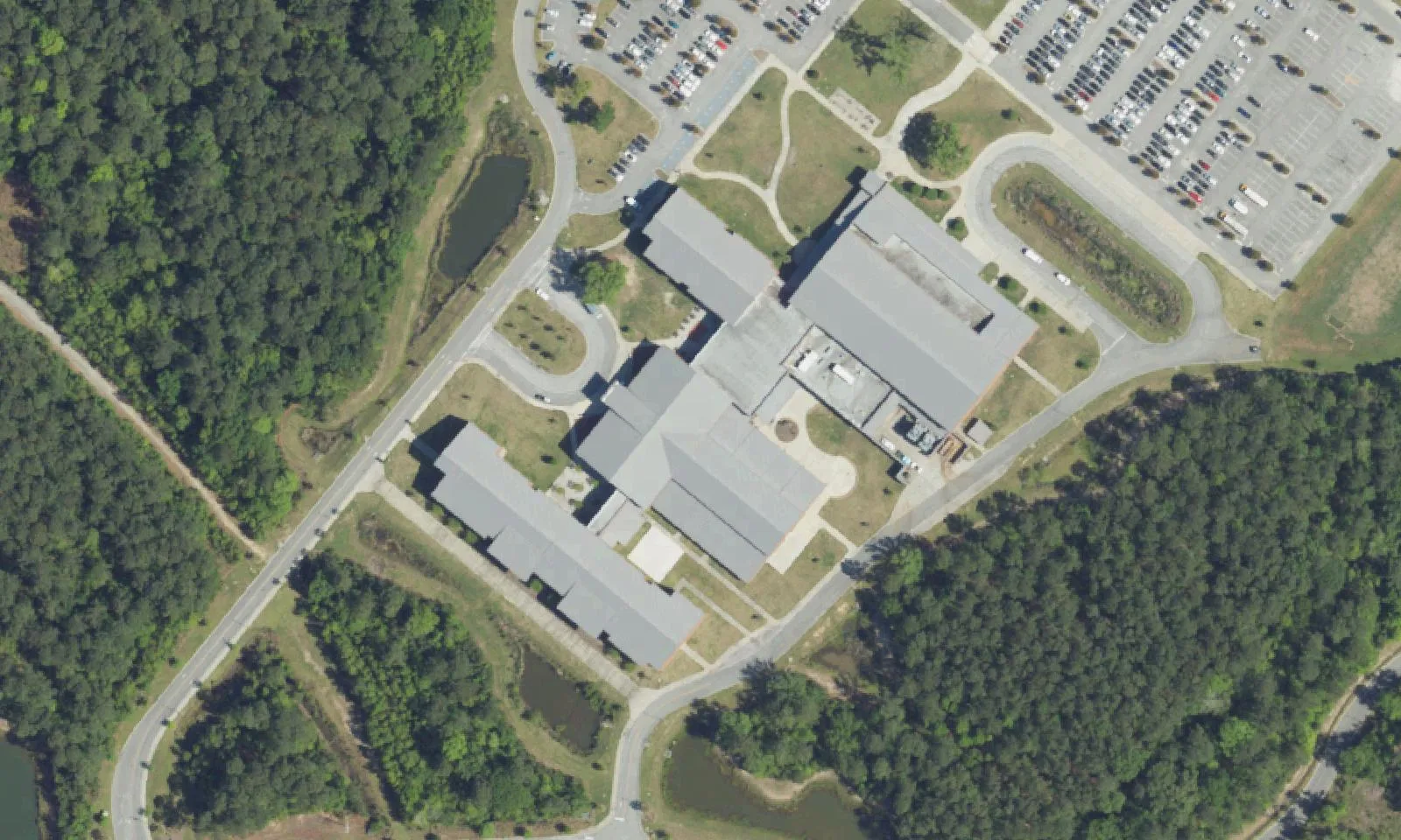 Philip Simmons High School's campus on River Village Drive in Cainhoy, seen from the air