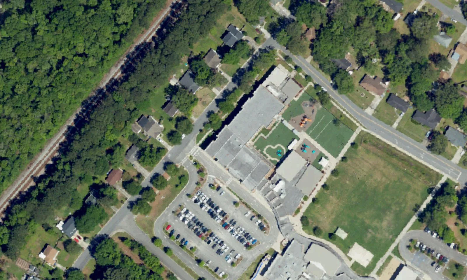 Springfield Elementary School's campus on Pinehurst Avenue in West Ashley, seen from the air