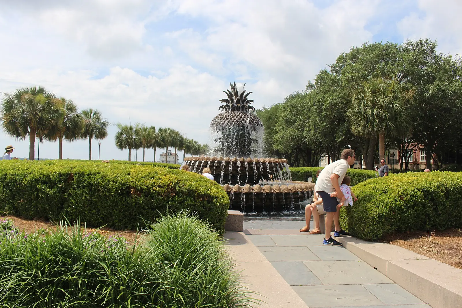 The Pineapple Fountain in Waterfront Park on the harbor in downtown Charleston.